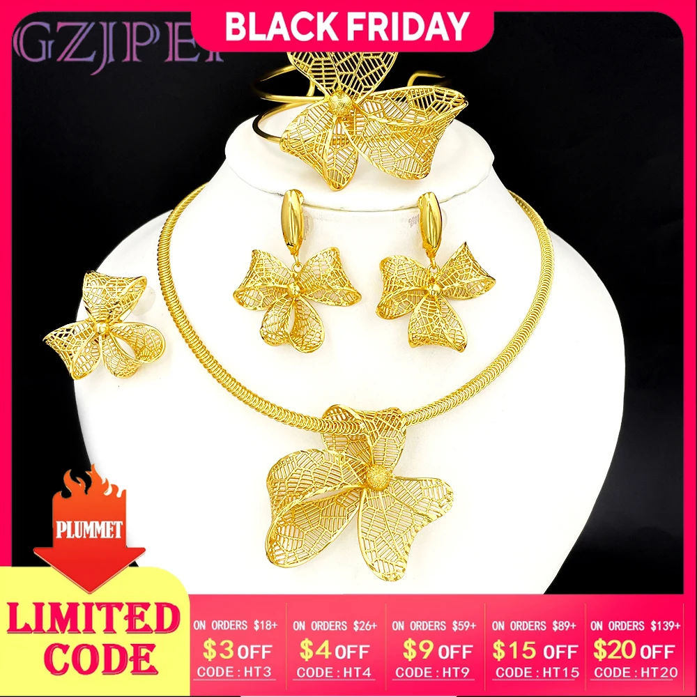 GZJPEI African Women's Bowknot Jewelry Set Gold Plated Necklace Earrings Bracelet Ring, Fashion 4PCS Jewelry Set For Women,
GZJPEI African Women's Bowknot Jewelry Set Gold Plated Necklace Earrings Bracelet Ring, Fashion 4PCS Jewelry Set For Women,