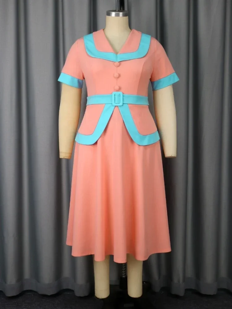 Plus Size Color Block A Line Dress Pink Short Sleeve Flowy Hem Elegant Design Womens Wedding Guest Dresses Summer Fashion 2025
Plus Size Color Block A Line Dress Pink Short Sleeve Flowy Hem Elegant Design Womens Wedding Guest Dresses Summer Fashion 2025