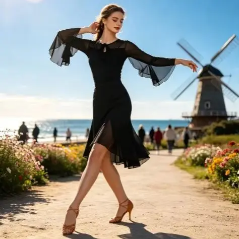 Elegant Summer mesh Latin Dance Top, Breathable Dance Costume for Women, Ballroom Outfit for Daily Training & Latin Competition
Elegant Summer mesh Latin Dance Top, Breathable Dance Costume for Women, Ballroom Outfit for Daily Training & Latin Competition