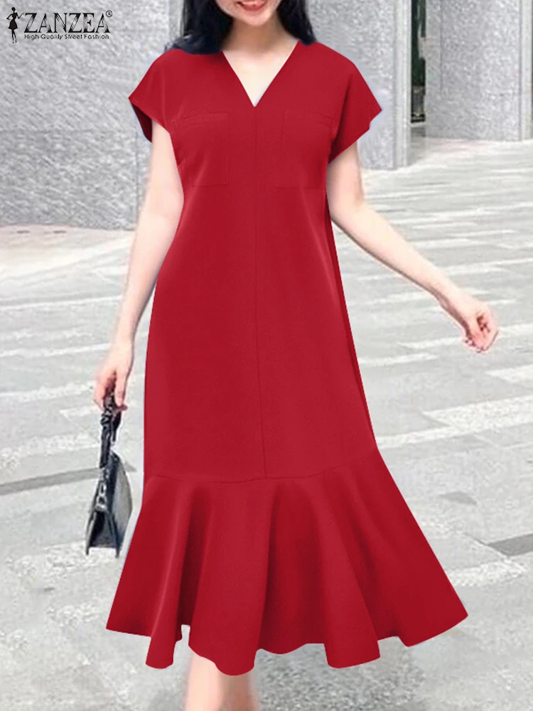 ZANZEA Elegant Women Summer Dress Fashion Short Sleeve Ruffles Hem Sundress Casual Holiday Midi Robe Female V-Neck Work Vestidos
ZANZEA Elegant Women Summer Dress Fashion Short Sleeve Ruffles Hem Sundress Casual Holiday Midi Robe Female V-Neck Work Vestidos