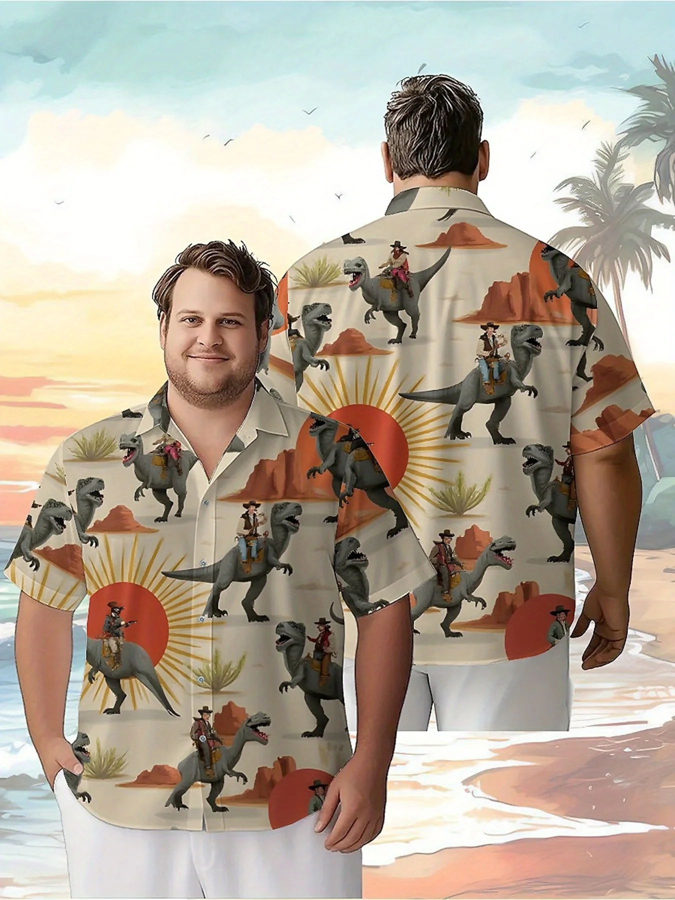 Men's Plus Size Hawaiian Shirts _Western Cowboy and Dinosaur Adventure Pattern,Unisex Baggy Aloha Shirts,Alternative Clothing
Men's Plus Size Hawaiian Shirts _Western Cowboy and Dinosaur Adventure Pattern,Unisex Baggy Aloha Shirts,Alternative Clothing
