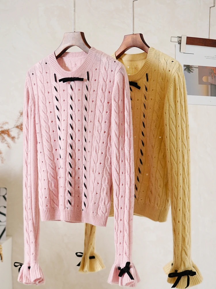 Вязаный свитер-пуловер женский из шерсти с декором в виде узлов, длинный рукав, стандартный крой, тонкий, для осени и зимы...
Вязаный свитер-пуловер женский из шерсти с декором в виде узлов, длинный рукав, стандартный крой, тонкий, для осени и зимы...