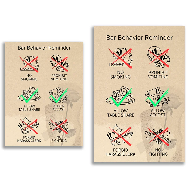 Bar Code of Conduct Warning Simple Retro Style Canvas Poster Wall Art Painting Bar Tavern Wall Decoration
Bar Code of Conduct Warning Simple Retro Style Canvas Poster Wall Art Painting Bar Tavern Wall Decoration