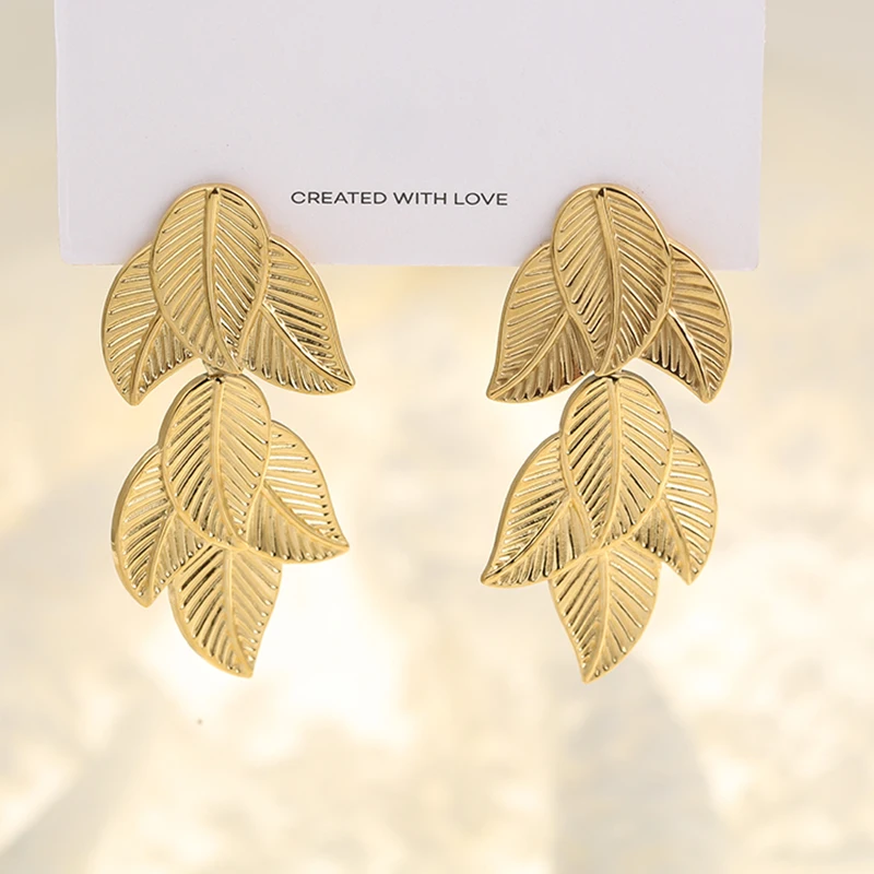 Stainless Steel Plant Leaf Shape Yellow Drop Earings For Womens Hypoallergenic Vintage Gold Plated Designer Fashion Jewelry
Stainless Steel Plant Leaf Shape Yellow Drop Earings For Womens Hypoallergenic Vintage Gold Plated Designer Fashion Jewelry