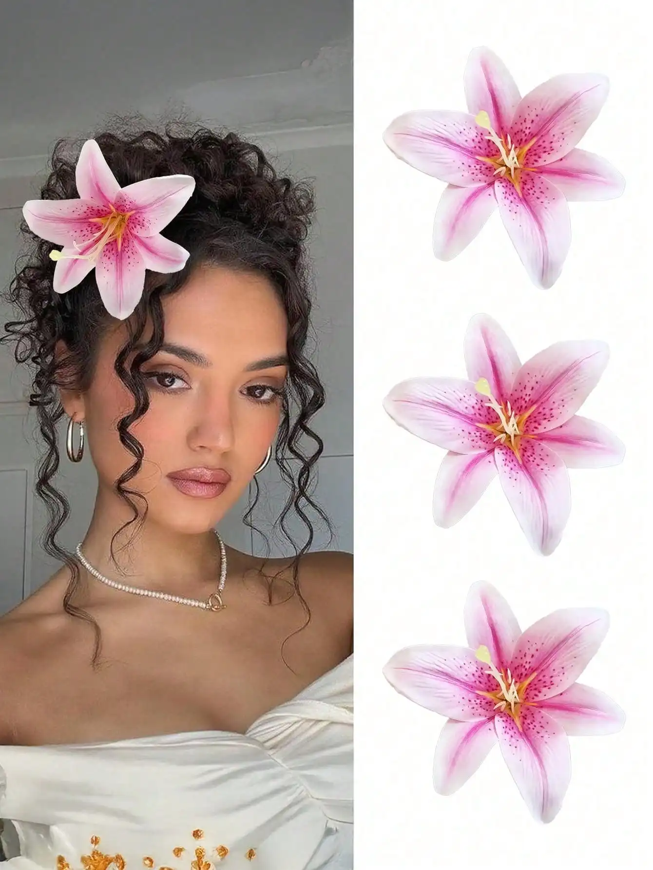3pcs Artificial Lily Flower Hair Clips For Women Summer Tropical Hair Accessories
3pcs Artificial Lily Flower Hair Clips For Women Summer Tropical Hair Accessories
