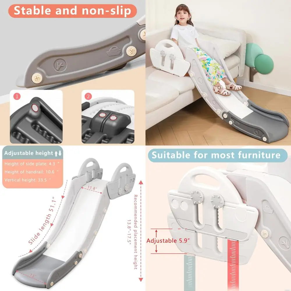 Детская горка для помещений для кроватей, лестниц и приставных столиков — простая установка, вместимость 200 фунтов, серый
Детская горка для помещений для кроватей, лестниц и приставных столиков — простая установка, вместимость 200 фунтов, серый