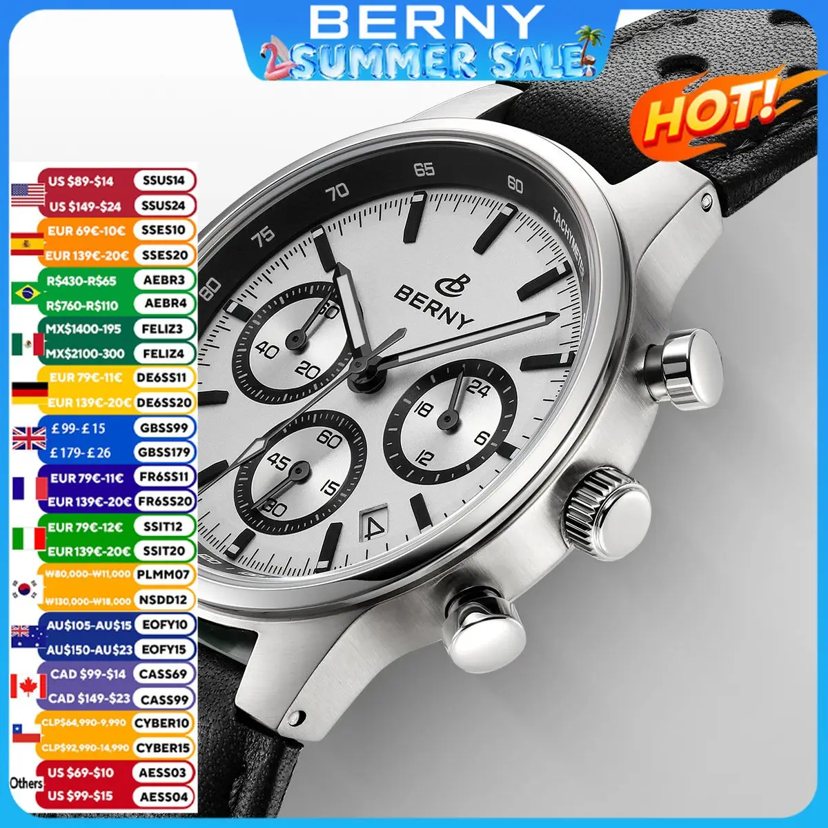 BERNY 2025 New Chronograph Men's Watches Top Quality Luxury Quartz Watch For Men Waterproof Sapphire Sports Tachymeter Men Watch
BERNY 2025 New Chronograph Men's Watches Top Quality Luxury Quartz Watch For Men Waterproof Sapphire Sports Tachymeter Men Watch