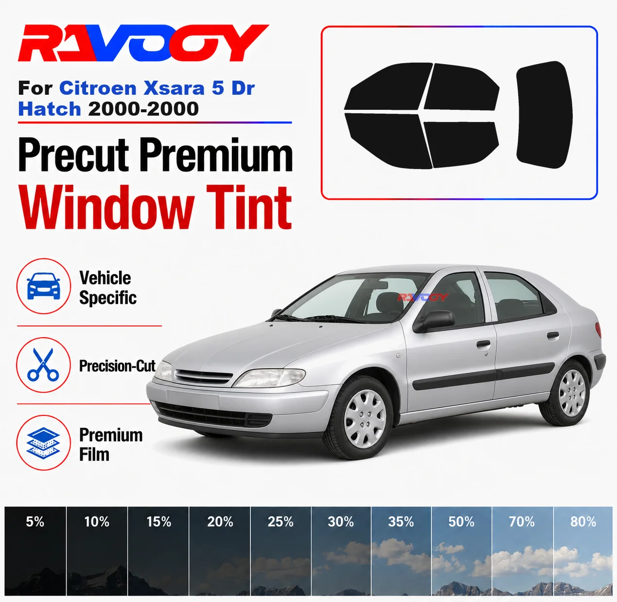 Premium Precut Window Tint Kit Front Rear Windows For Citroen Xsara 5Dr Hatch 2000-2000 Complete Set Car Solar Nano Ceramic Film
Premium Precut Window Tint Kit Front Rear Windows For Citroen Xsara 5Dr Hatch 2000-2000 Complete Set Car Solar Nano Ceramic Film