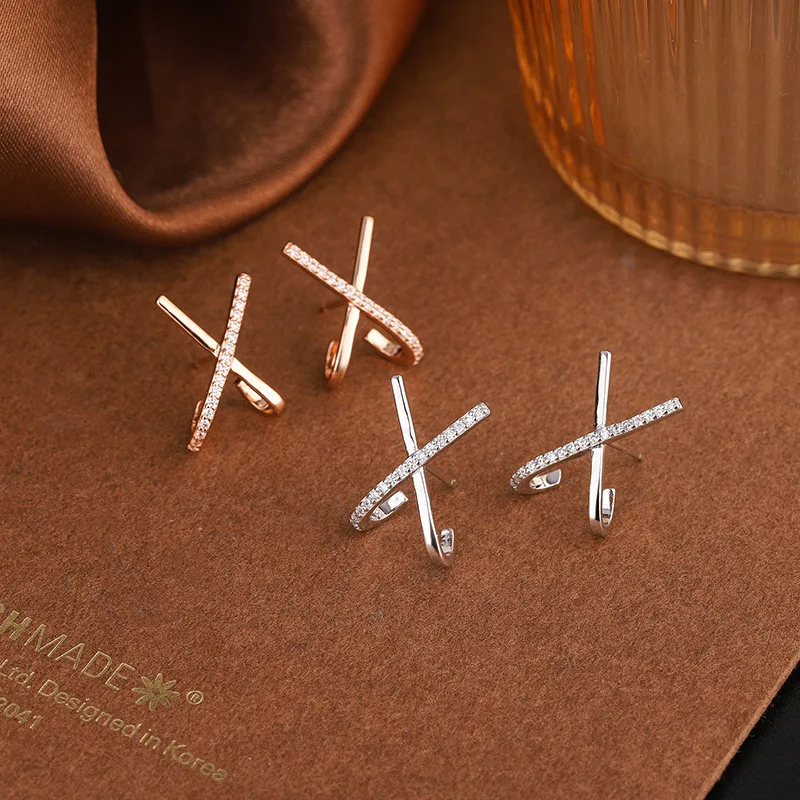 S925 Sterling Silver Korean Fashion Zircon Cross X Earrings Women's Elegant Accessories Jewelry Wedding Party Anniversary Gift
S925 Sterling Silver Korean Fashion Zircon Cross X Earrings Women's Elegant Accessories Jewelry Wedding Party Anniversary Gift