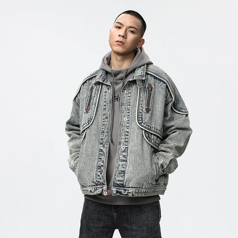 American Retro Snowflake Washed Jacket Men's Clothing New Denim Motorcycle Jacket Loose Versatile Coats Pocket Cotton Outerwear
American Retro Snowflake Washed Jacket Men's Clothing New Denim Motorcycle Jacket Loose Versatile Coats Pocket Cotton Outerwear