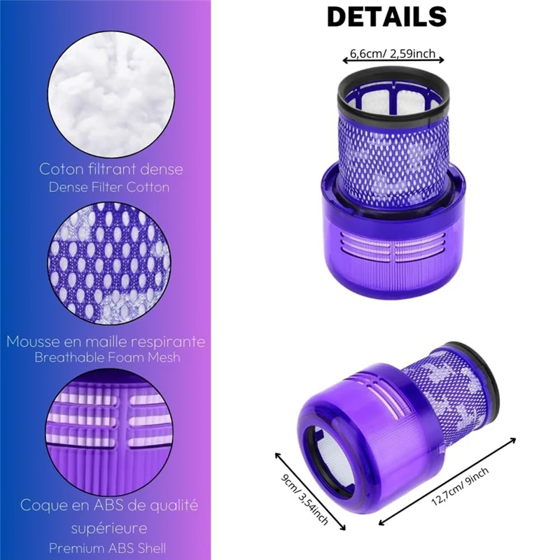 ABVJ-9-Pack Vacuum Filter Replacement For Dyson V11 V15 SV14 SV22 Vacuum Cleaner, Compare To Part No. 970013-02
ABVJ-9-Pack Vacuum Filter Replacement For Dyson V11 V15 SV14 SV22 Vacuum Cleaner, Compare To Part No. 970013-02