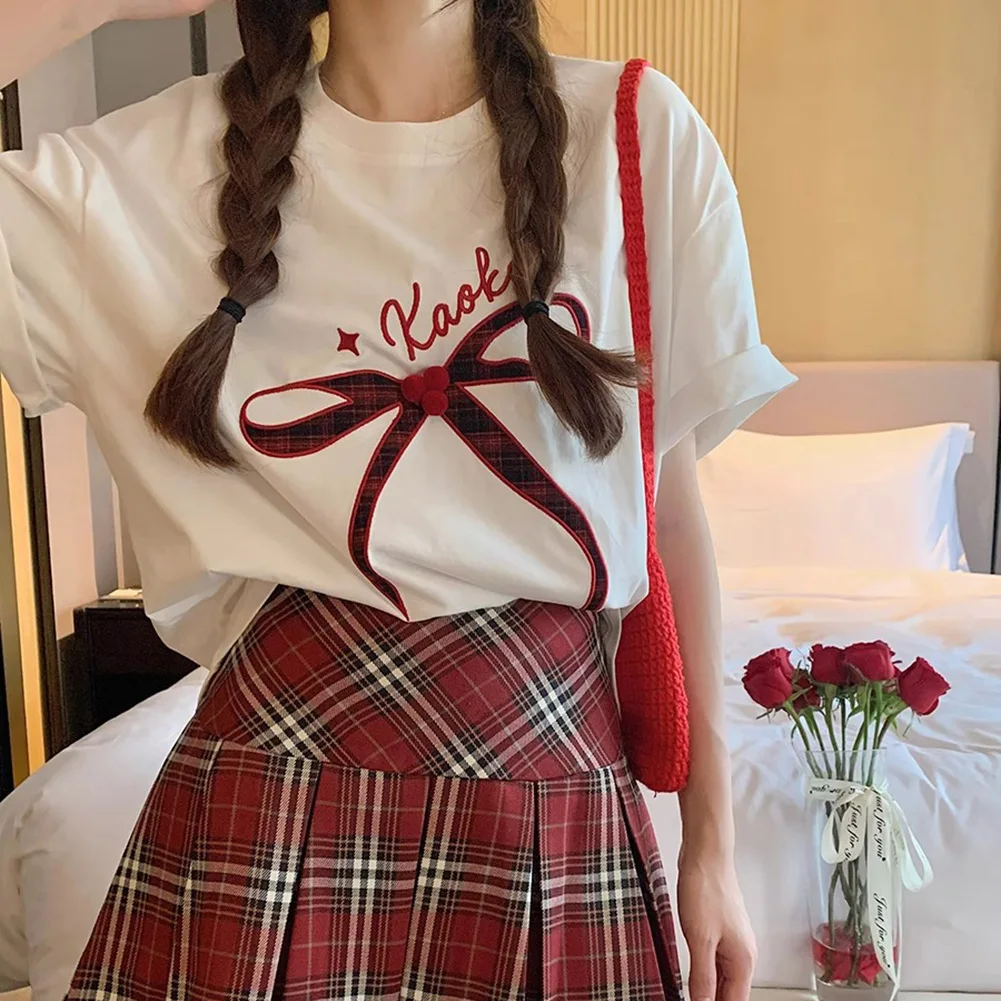 Casual Loose Shirt White Bow Print T-shirt Tag Size S-XL Crew Neck Style Daily Wear Microelasticity Printed Pattern
Casual Loose Shirt White Bow Print T-shirt Tag Size S-XL Crew Neck Style Daily Wear Microelasticity Printed Pattern