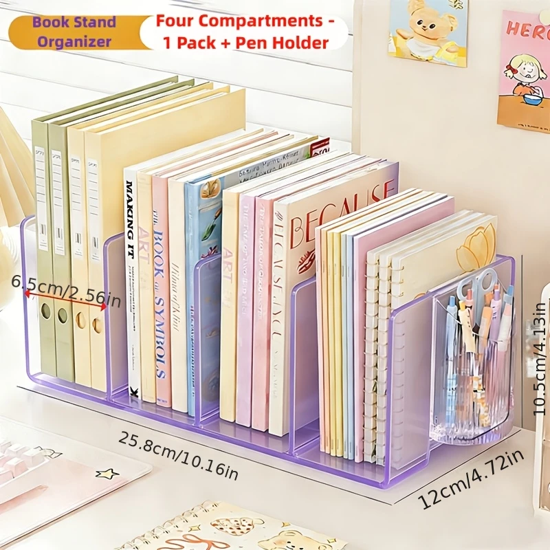 2pcs Transparent Purple Bookends, Multifunctional Desktop Organizer for Students, Pen Storage Box with Pen Holder , Desk File
2pcs Transparent Purple Bookends, Multifunctional Desktop Organizer for Students, Pen Storage Box with Pen Holder , Desk File