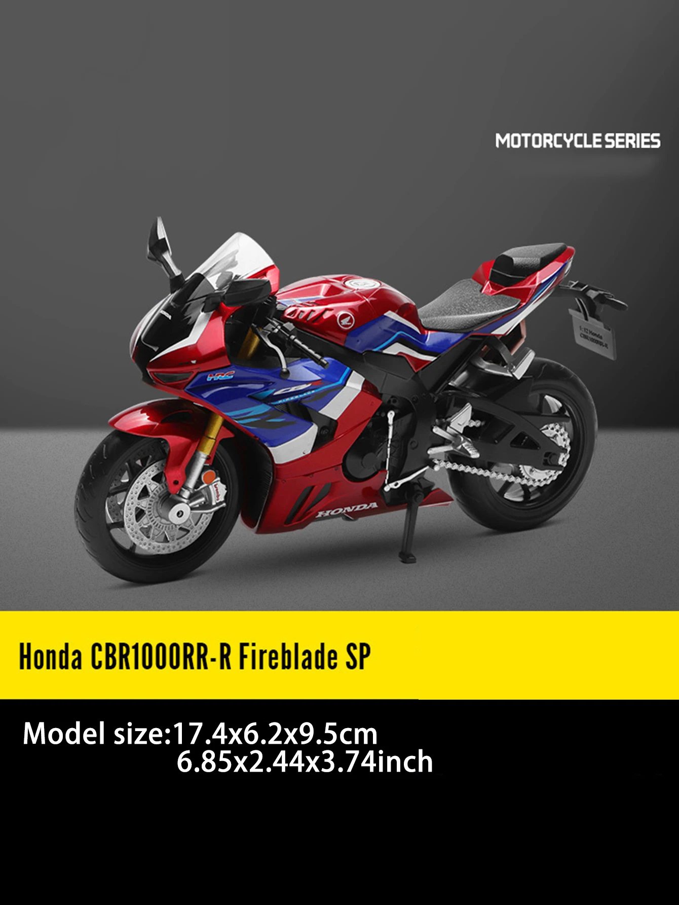 1: 12 simulation Honda CBR 1000RR motorcycle model, static ornament, metal collectible gift car
1: 12 simulation Honda CBR 1000RR motorcycle model, static ornament, metal collectible gift car