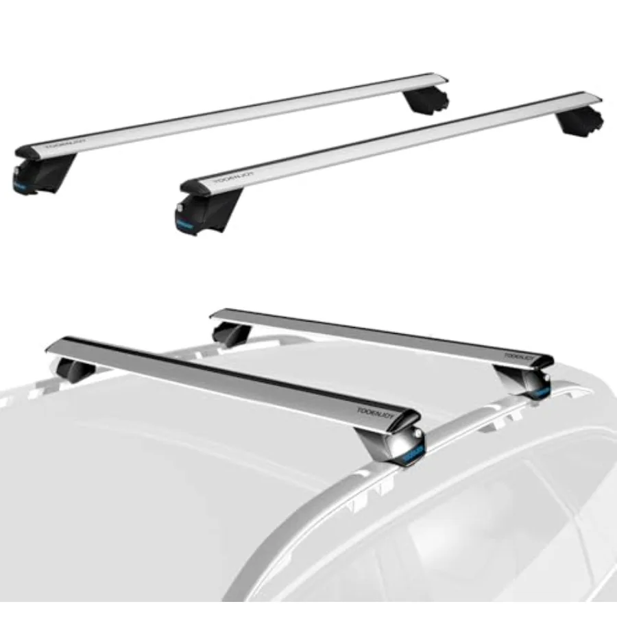 53 Inch Aluminum Roof Rack Cross Bars for Raised Side Rails, Silver, Adjustable Cargo Bars with Keyed Locks, Hold 198 LBS
53 Inch Aluminum Roof Rack Cross Bars for Raised Side Rails, Silver, Adjustable Cargo Bars with Keyed Locks, Hold 198 LBS