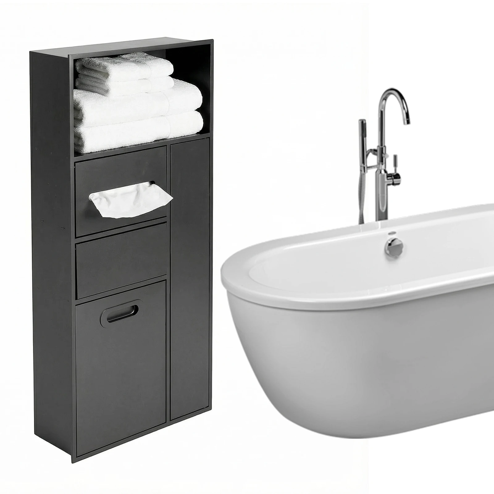 Concealed Built-In Tissue Box with Trash Can & Paper Holder Push-Type Steel Shower Niche Waterproof for Bathroom/Kitchen/Hotel
Concealed Built-In Tissue Box with Trash Can & Paper Holder Push-Type Steel Shower Niche Waterproof for Bathroom/Kitchen/Hotel