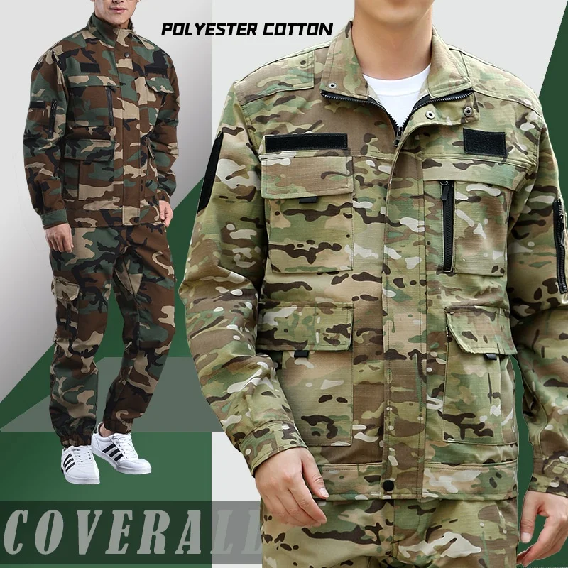 Men Outdoor Camouflage Tactical Suit Military Training Uniform Multi pockets Wear-resistant Workwear Jacket Pants Two Pieces Set
Men Outdoor Camouflage Tactical Suit Military Training Uniform Multi pockets Wear-resistant Workwear Jacket Pants Two Pieces Set