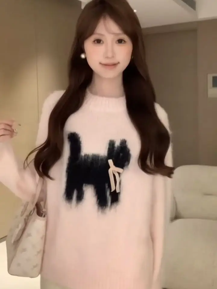 Pink O Neck Oversize Y2k Long Sleeve Sweaters Pullovers Cartoon Cat Preppy Style Japanese Women Sweet Kawaii Sueter Mujer
Pink O Neck Oversize Y2k Long Sleeve Sweaters Pullovers Cartoon Cat Preppy Style Japanese Women Sweet Kawaii Sueter Mujer