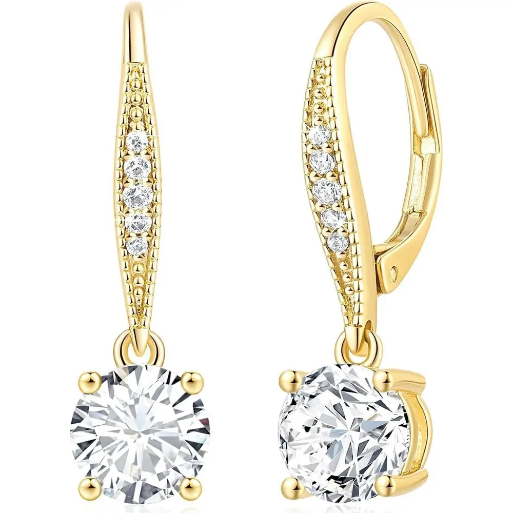 14K Gold Women's Dangle Earrings with Cubic Zirconia Drop - Essential Fashion Accessory
14K Gold Women's Dangle Earrings with Cubic Zirconia Drop - Essential Fashion Accessory