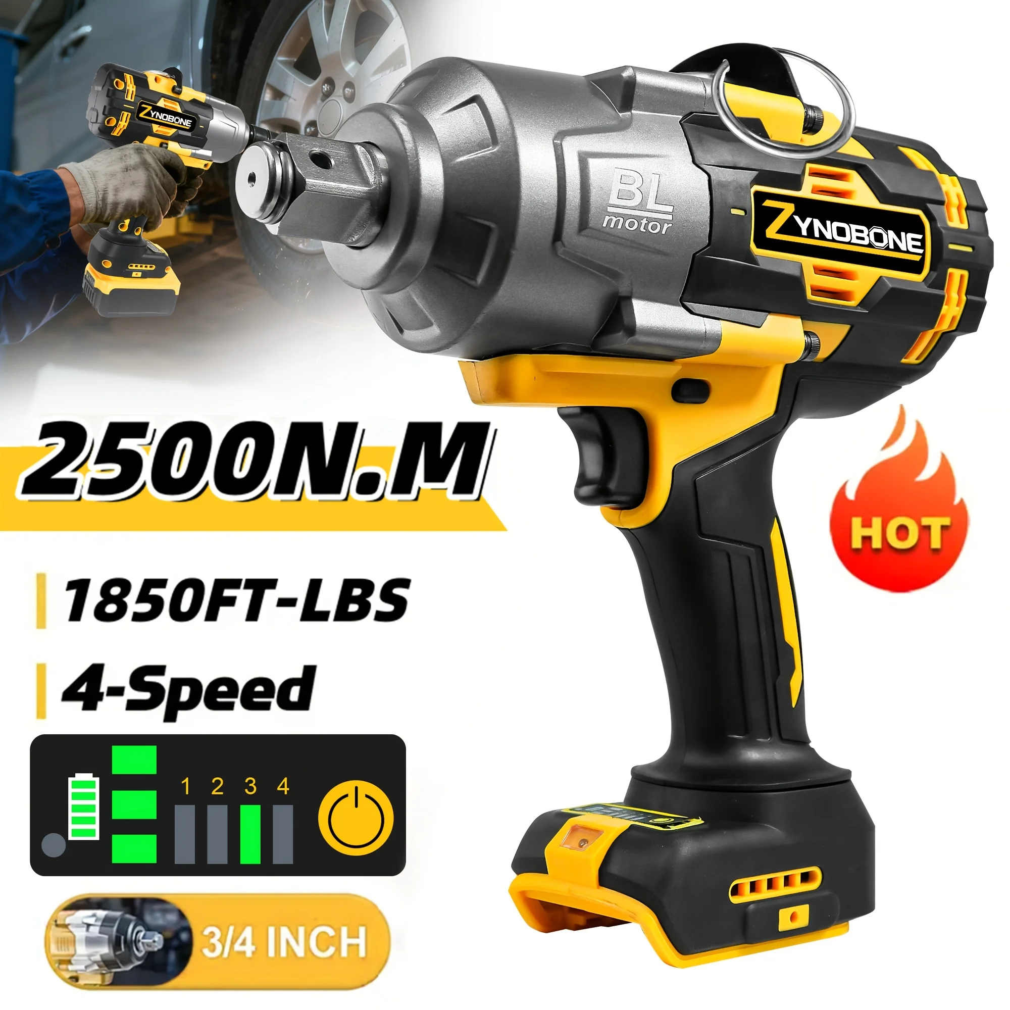 2500N.m Cordless Impact Wrench for 20V(NON-OEM PRODUCT), High Torque Brushless Electric Wrench Industrial Equipment Installation, Car Maintenance, Home Assembly, Scaffolding Disassembly, Nut Removal, Easily Handle All Kinds Of Maintenance Work
2500N.m Cordless Impact Wrench for 20V(NON-OEM PRODUCT), High Torque Brushless Electric Wrench Industrial Equipment Installation, Car Maintenance, Home Assembly, Scaffolding Disassembly, Nut Removal, Easily Handle All Kinds Of Maintenance Work