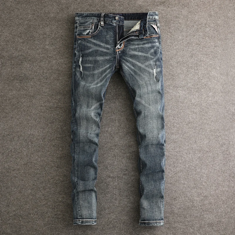 Fashion Designer Men Jeans High Quality Retro Black Blue Stretch Slim Fit Ripped Jeans Men Vintage Casual Denim Pants Hombre
Fashion Designer Men Jeans High Quality Retro Black Blue Stretch Slim Fit Ripped Jeans Men Vintage Casual Denim Pants Hombre