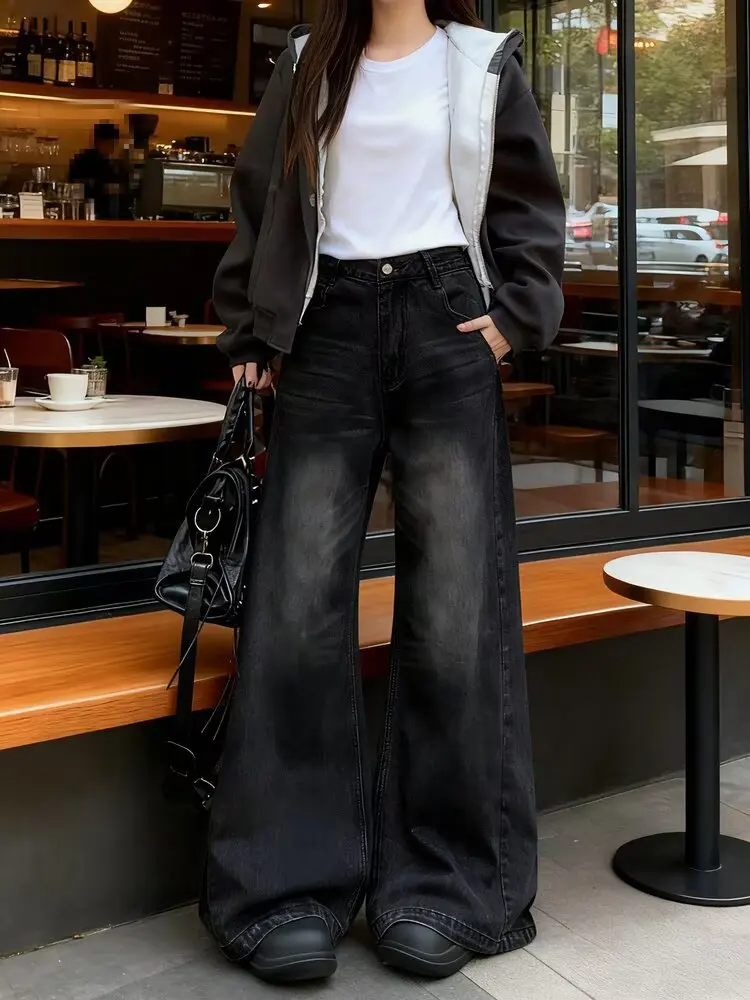 Retro High Waist Wide Leg Denim Jeans Women Loose Straight Floor-Length Pants for Pear Shaped Body Spring Autumn plus Size
Retro High Waist Wide Leg Denim Jeans Women Loose Straight Floor-Length Pants for Pear Shaped Body Spring Autumn plus Size