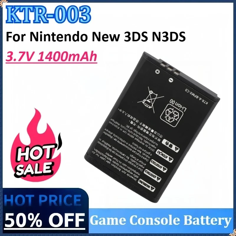 New KTR-003 3.7V 1400mAh Replacement Games Console Battery for Nintendo 3DS N3DS New 3DS High Quality Rechargeable Batteries
New KTR-003 3.7V 1400mAh Replacement Games Console Battery for Nintendo 3DS N3DS New 3DS High Quality Rechargeable Batteries
