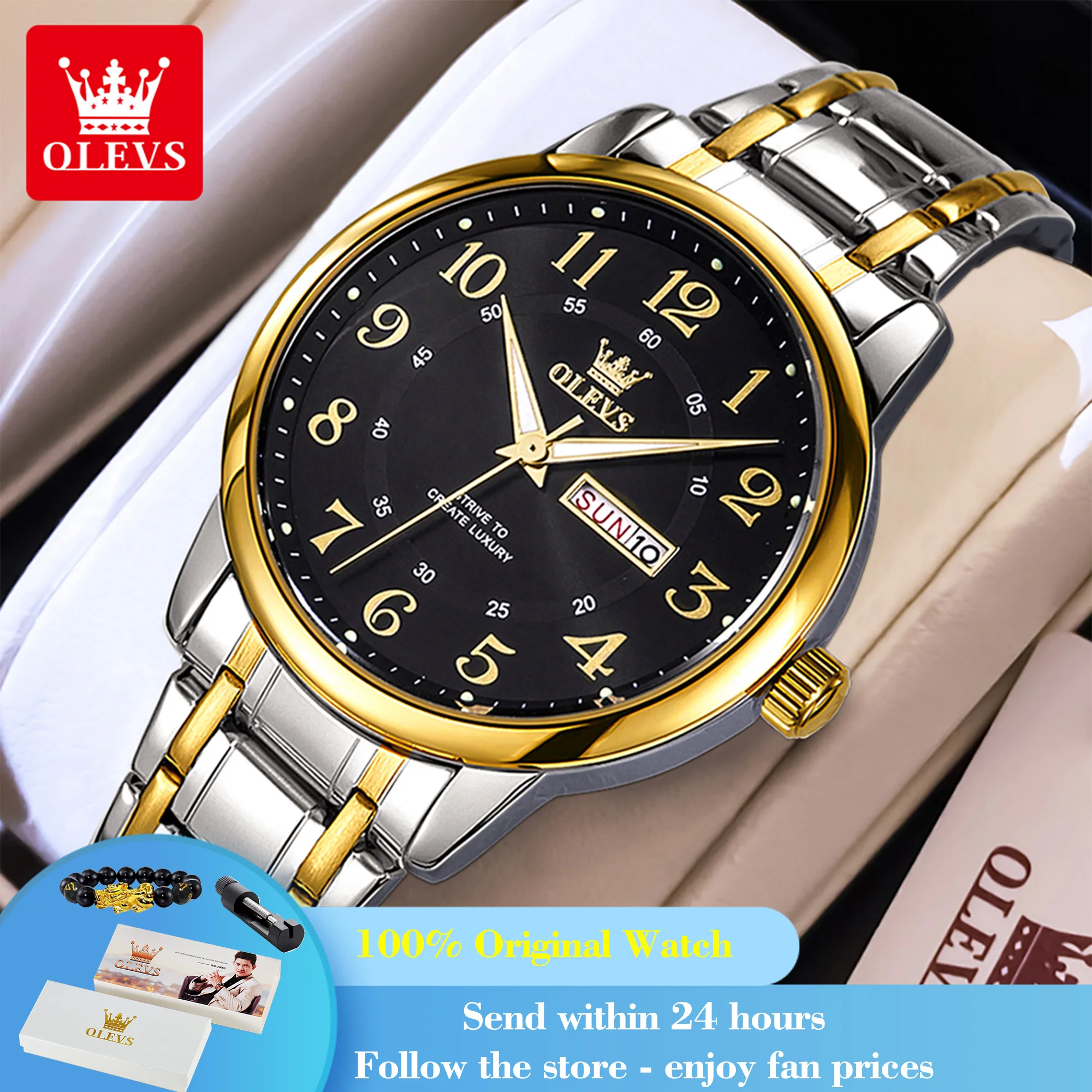 OLEVS 2891 Men's Watch Top Brand Original Quartz Man Wristwatch Dual Calendar Number Scale Waterproof Luminous Watch For Men
OLEVS 2891 Men's Watch Top Brand Original Quartz Man Wristwatch Dual Calendar Number Scale Waterproof Luminous Watch For Men