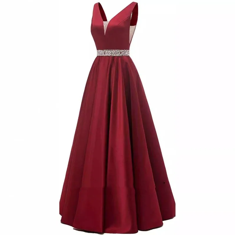 2025 New Women's Summer High Quality Shoulder V-neck Satin Slimming Sleeveless Open Back Dress, Banquet Hosting Evening Dress
2025 New Women's Summer High Quality Shoulder V-neck Satin Slimming Sleeveless Open Back Dress, Banquet Hosting Evening Dress