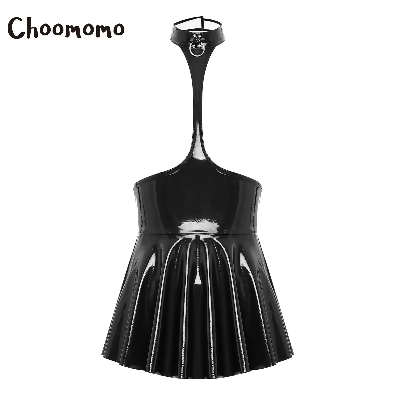 Womens Shiny Metallic Faux Leather Hollow Out Halter Backless Mini Skater Dress Wet Look Pleated A Line Skirt Party Clubwear
Womens Shiny Metallic Faux Leather Hollow Out Halter Backless Mini Skater Dress Wet Look Pleated A Line Skirt Party Clubwear