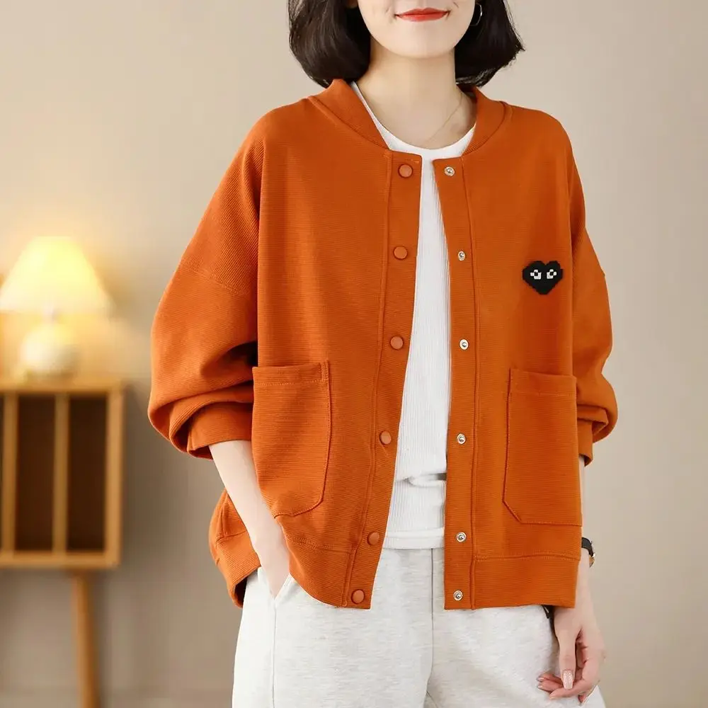 Loose Women's Baseball Jaet Sweatirt Spring Autumn New Sle Casual Outerwear Open Cardigan Versatile Outer irt
Loose Women's Baseball Jaet Sweatirt Spring Autumn New Sle Casual Outerwear Open Cardigan Versatile Outer irt