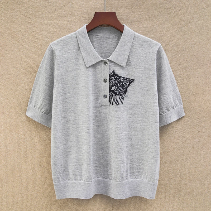 100% pure cashmere short-sleeved women's thin, fine-spun ultra-fine cat knitted half-sleeved T-shirt polo shirt
100% pure cashmere short-sleeved women's thin, fine-spun ultra-fine cat knitted half-sleeved T-shirt polo shirt