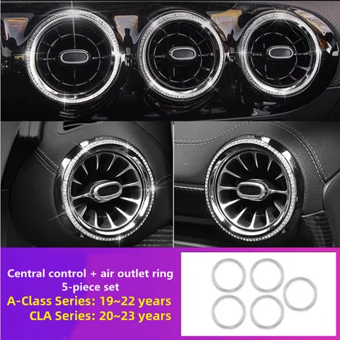 Dla Mercedes Benz 19-23 Klasy A A200L A180L 260 CLA200 W177 Pierścień wylotu klimatyzacji Pokrętło centralnego sterowania Ozdobny element diamentowy