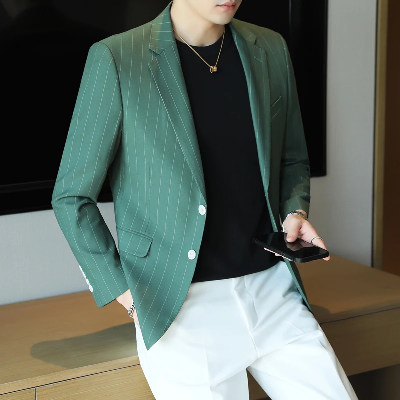 2026 Classic Striped Versatile Suit Jacket Men's Korean Fashion Casual Business Blazers Office Wedding Party Host Formal Jackets
2026 Classic Striped Versatile Suit Jacket Men's Korean Fashion Casual Business Blazers Office Wedding Party Host Formal Jackets