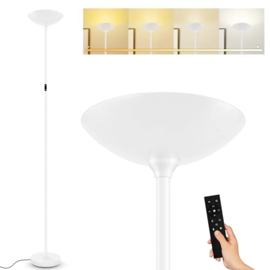 Stepless Dimmable Floor Lamp, 30W 3000LM Super Bright LED Torchiere Floor Lamps with Remote and Touch Control, 7 in Tall Modern
Stepless Dimmable Floor Lamp, 30W 3000LM Super Bright LED Torchiere Floor Lamps with Remote and Touch Control, 7 in Tall Modern