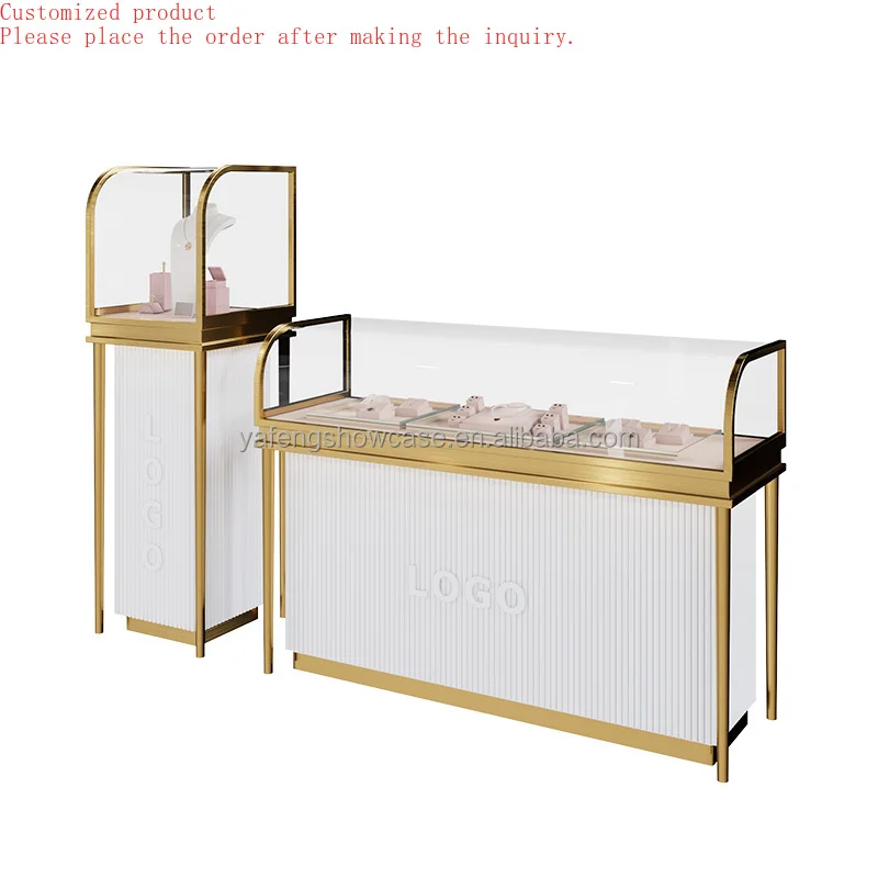 Custom.High-End Stainless Steel and Wood Jewelry Furniture with Luxury Arc Glass Display Cabinet LED Lighting MDF Construction
Custom.High-End Stainless Steel and Wood Jewelry Furniture with Luxury Arc Glass Display Cabinet LED Lighting MDF Construction