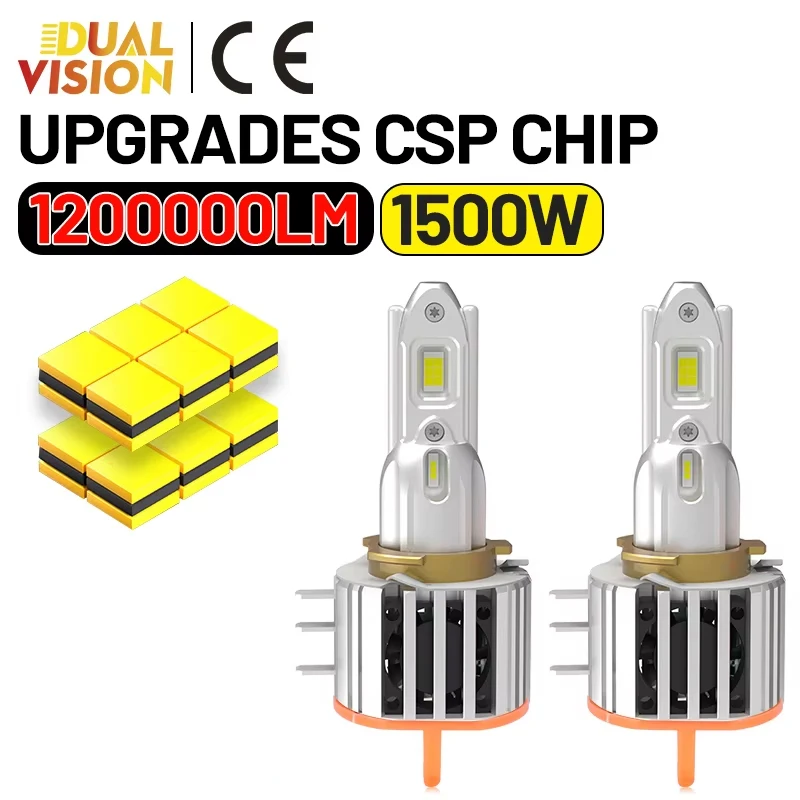 2PCS H15 LED Light Bulb DRL Canbus 1500W Power 1200000LM Day Running Lights CSP Chips Auto Mini Diode 6500K 1: 1 Size Turbo Lamp
2PCS H15 LED Light Bulb DRL Canbus 1500W Power 1200000LM Day Running Lights CSP Chips Auto Mini Diode 6500K 1: 1 Size Turbo Lamp