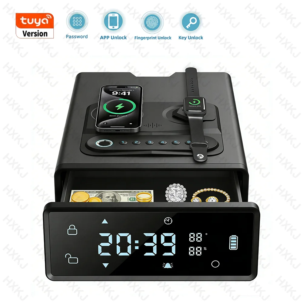 Tuya Bluetooth Hidden Gun Safe Box With Fingerprint Password Wireless Charging Time Alarm For Phone Watch Safe Security Box
Tuya Bluetooth Hidden Gun Safe Box With Fingerprint Password Wireless Charging Time Alarm For Phone Watch Safe Security Box