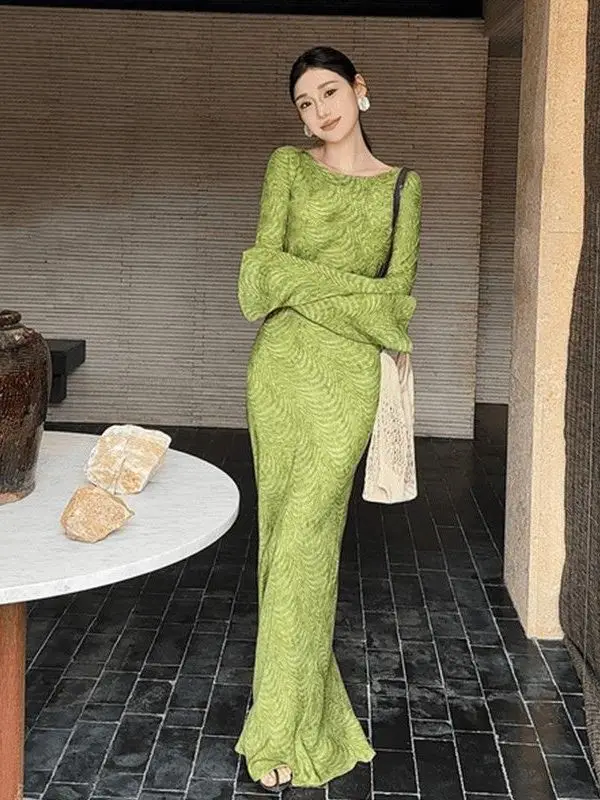 French Style High Waist Printed Dress Bell Sleeve round Neck Green Floral Print Women's Long Dress Summer Vacation City Commute
French Style High Waist Printed Dress Bell Sleeve round Neck Green Floral Print Women's Long Dress Summer Vacation City Commute