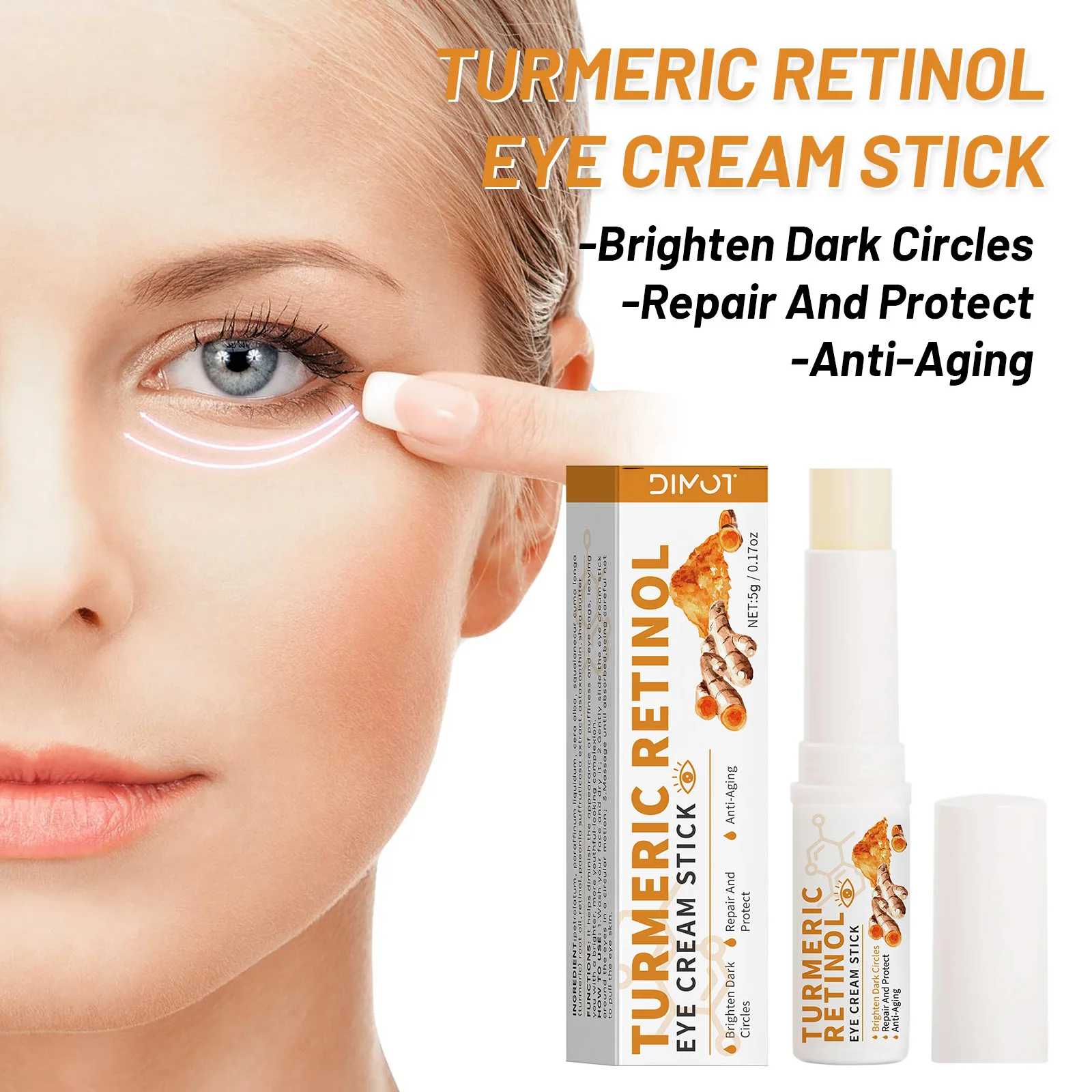 DIMOT Turmeric Eye Cream Stick Removal Anti Wrinkle Puffiness Dark Circles Fade Fine Lines Brighten Eye Bag Gel Firming Eye Care
DIMOT Turmeric Eye Cream Stick Removal Anti Wrinkle Puffiness Dark Circles Fade Fine Lines Brighten Eye Bag Gel Firming Eye Care