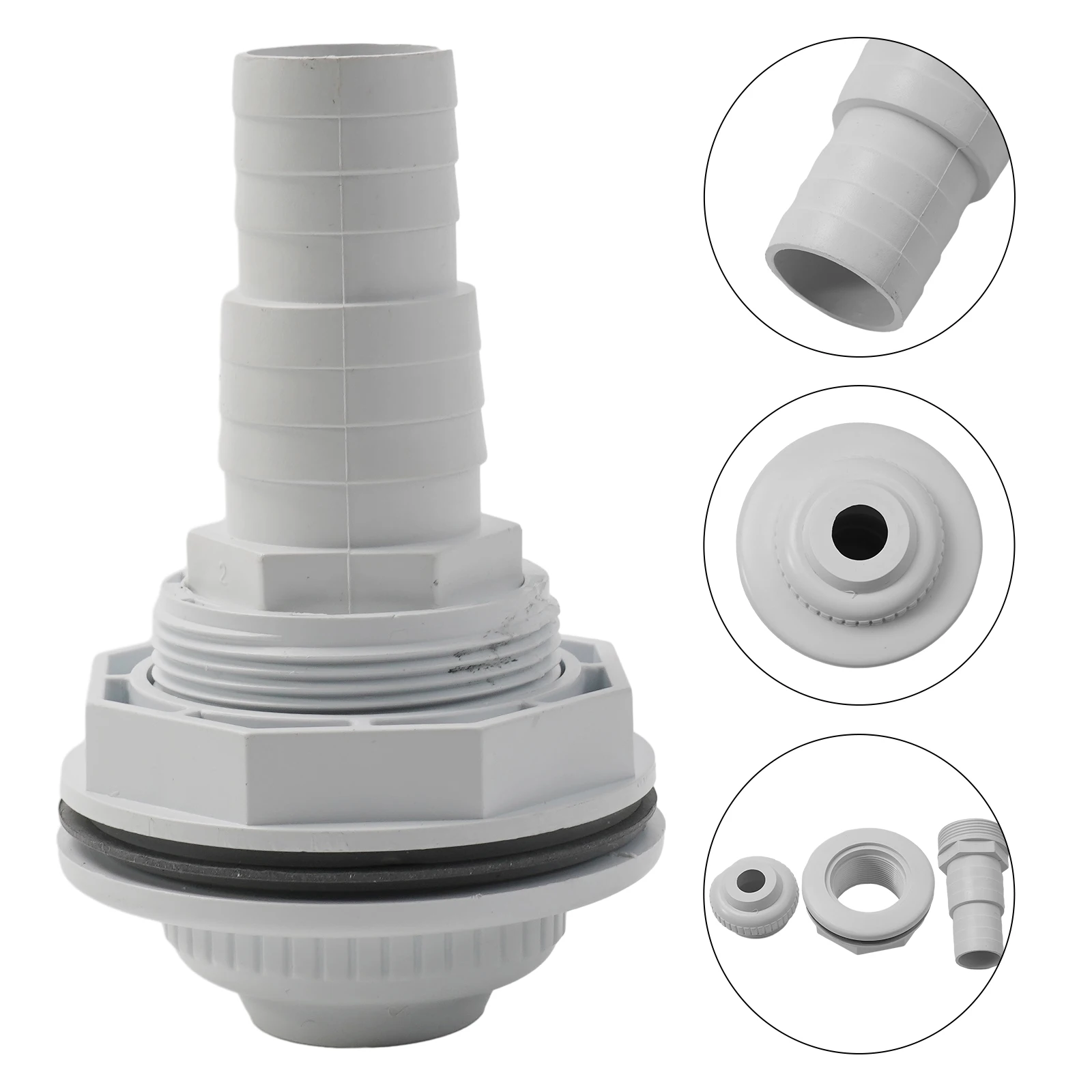 Pool Return Jet Fitting Kit with 1-1/2 Inch MIP Male Hose Adapter and 3/4 Inch Eyeball Outlet for Above Ground Vinyl Liner Pools
Pool Return Jet Fitting Kit with 1-1/2 Inch MIP Male Hose Adapter and 3/4 Inch Eyeball Outlet for Above Ground Vinyl Liner Pools