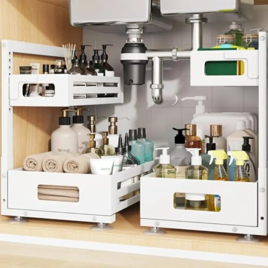 2 Pack Under Sink OrganizerPull Out Cabinet Organizer With Smooth Cylindrical Rail Metal Slide Out Drawer for Kitchen Bathroom
2 Pack Under Sink OrganizerPull Out Cabinet Organizer With Smooth Cylindrical Rail Metal Slide Out Drawer for Kitchen Bathroom