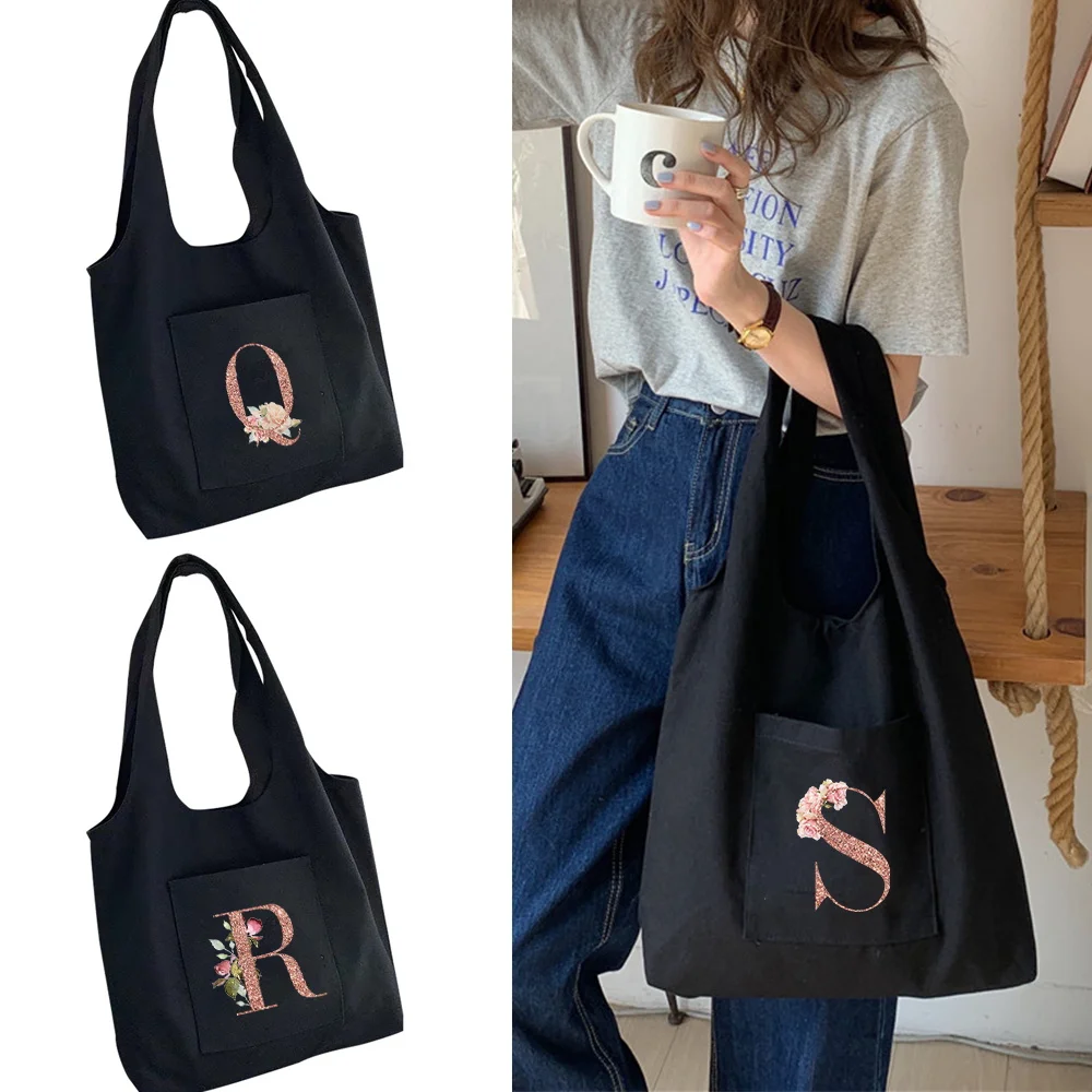 Women Canvas Shoulder Bag Designer Vest Tote Bags Casual Handbag Rose 26 Letter Print Large Capacity Reusable Shopping Beach Bag
Women Canvas Shoulder Bag Designer Vest Tote Bags Casual Handbag Rose 26 Letter Print Large Capacity Reusable Shopping Beach Bag