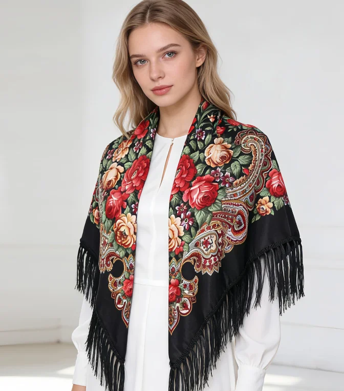 Women's cape ethnic style cheongsam shawl outer scarf Russian printed scarf wrapped headscarf Poncho 110*110CM P1
Women's cape ethnic style cheongsam shawl outer scarf Russian printed scarf wrapped headscarf Poncho 110*110CM P1