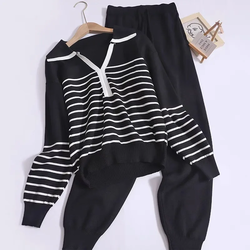 French Vintage Strtiped Sets for Women 2 Pieces Lapel Long Sleeve Hoodies Jumper Sweater + Casual Pants Tracksuit Woman Clothing
French Vintage Strtiped Sets for Women 2 Pieces Lapel Long Sleeve Hoodies Jumper Sweater + Casual Pants Tracksuit Woman Clothing