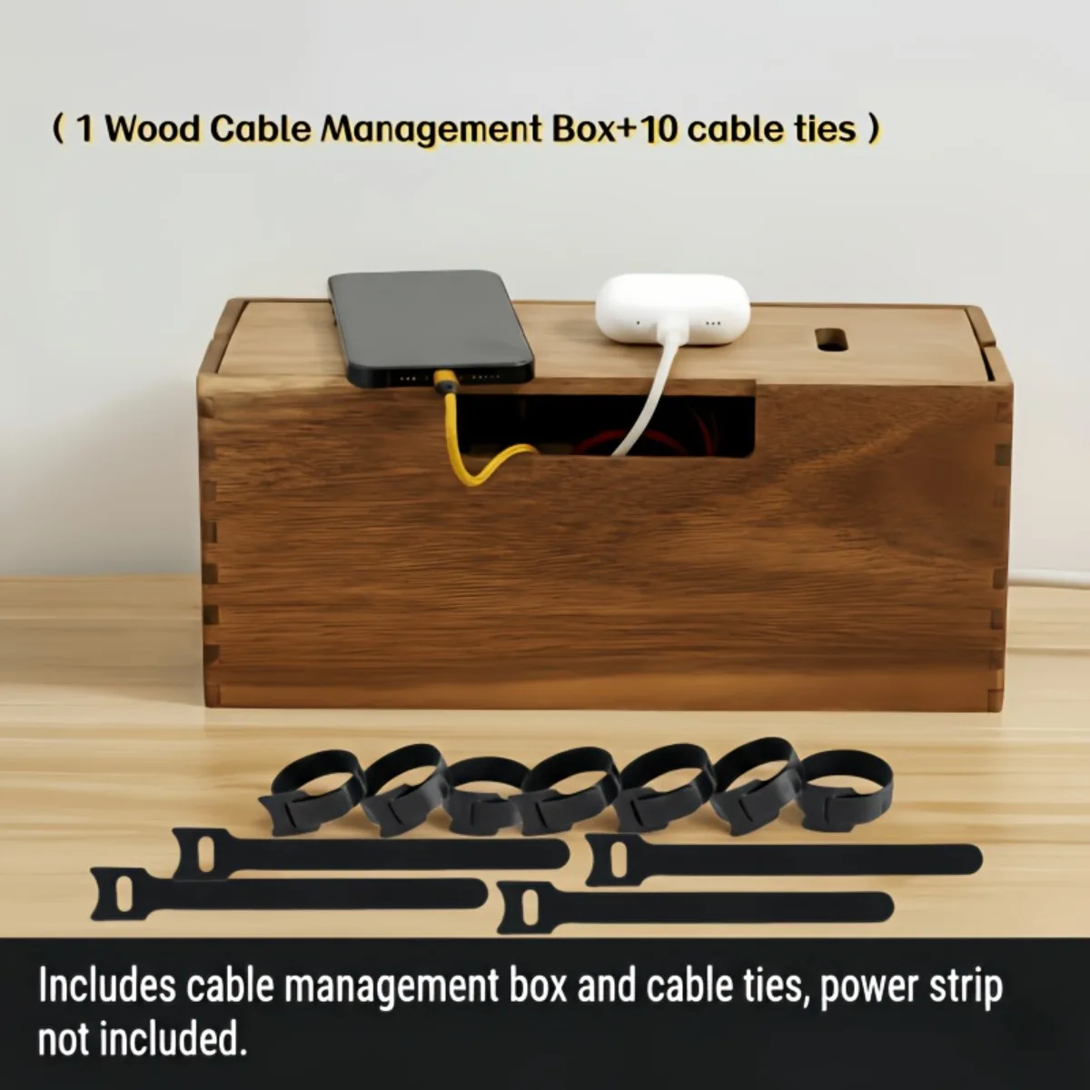Cable Organizer Box Wooden Cord Management Case Power Strip Cover Desk Wire Storage with Cable Ties
Cable Organizer Box Wooden Cord Management Case Power Strip Cover Desk Wire Storage with Cable Ties
