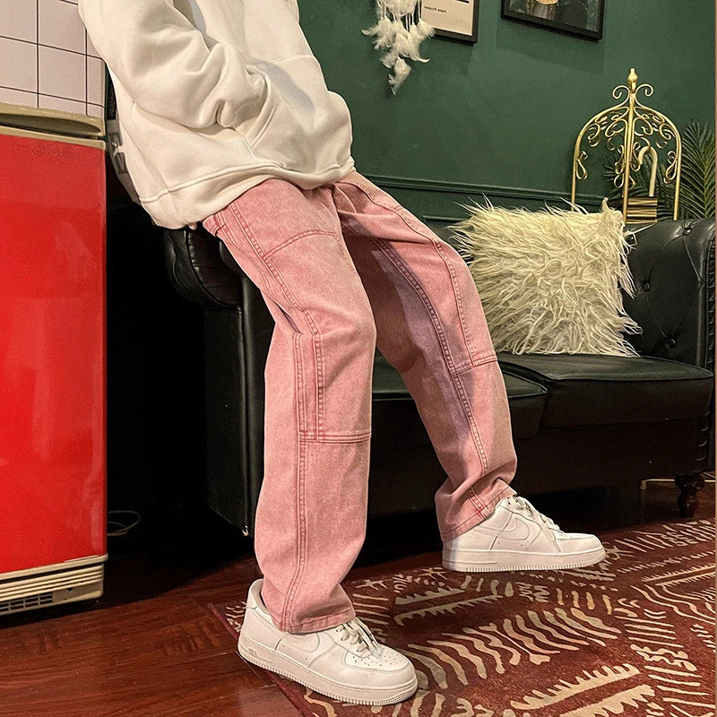 Loose Men's Straight Leg Jeans High Street Sle Summer Trendy Pink Oversize Wide Leg Workwear Pants Casual Youth Faion
Loose Men's Straight Leg Jeans High Street Sle Summer Trendy Pink Oversize Wide Leg Workwear Pants Casual Youth Faion