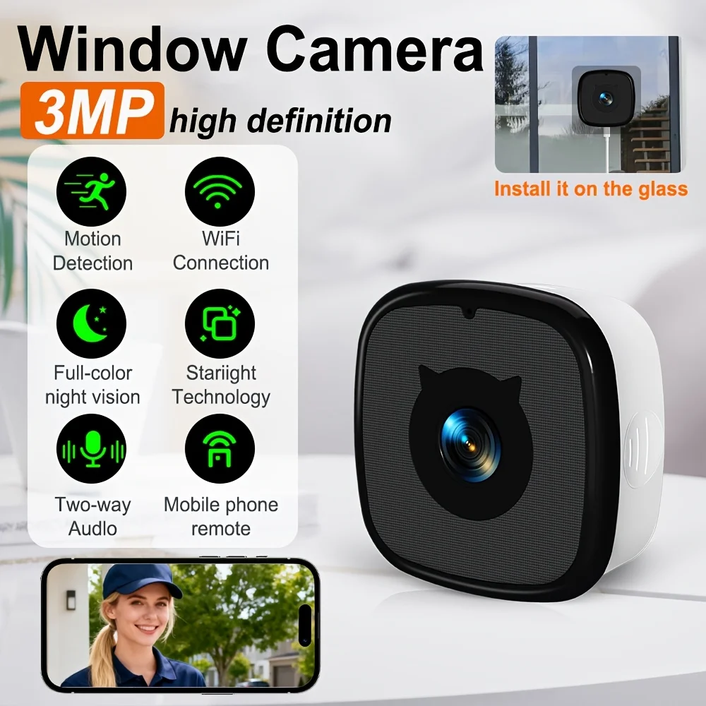 Беспроводная оконная камера 3 МП 1296P, Wi-Fi камеры 5 ГГц и 2,4 ГГц для домашней безопасности с цветным ночным видением Chromax AI, пер. вкл./выкл.
Беспроводная оконная камера 3 МП 1296P, Wi-Fi камеры 5 ГГц и 2,4 ГГц для домашней безопасности с цветным ночным видением Chromax AI, пер. вкл./выкл.