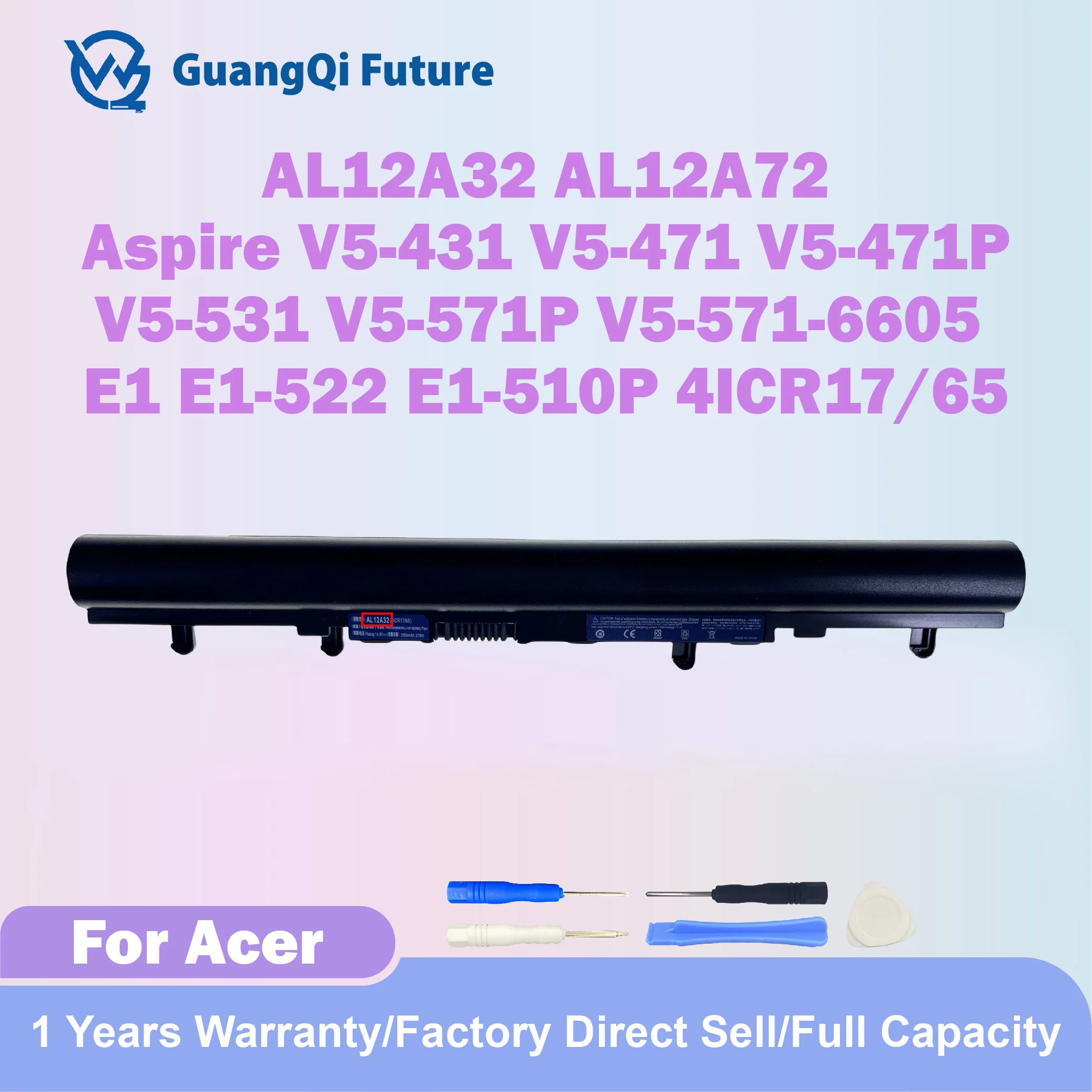 AL12A32 2500mAh 37Wh Laptop Battery For Acer Aspire V5-471 V5-471G V5-471P E1-522 E1-530 E1-532 E1-570 E1-570G E1-572 E1-572G AL
AL12A32 2500mAh 37Wh Laptop Battery For Acer Aspire V5-471 V5-471G V5-471P E1-522 E1-530 E1-532 E1-570 E1-570G E1-572 E1-572G AL