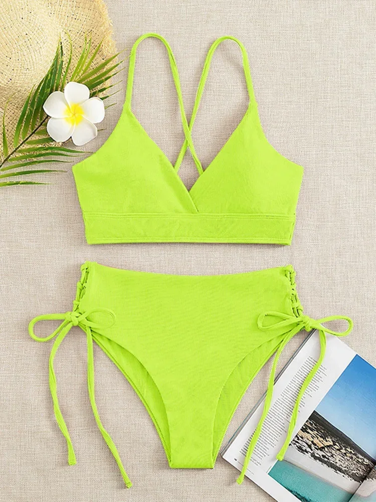 Sexy Laced Up V Neck Bikinis 2 Piece Set Women Solid Split Swimsuit High Waist Beach Bikini 2025 New Summer Swimwear Bikinis Set
Sexy Laced Up V Neck Bikinis 2 Piece Set Women Solid Split Swimsuit High Waist Beach Bikini 2025 New Summer Swimwear Bikinis Set